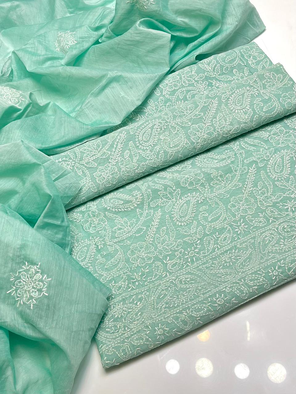 Handmade chekan kare full jall embroidered shirt 2pcs