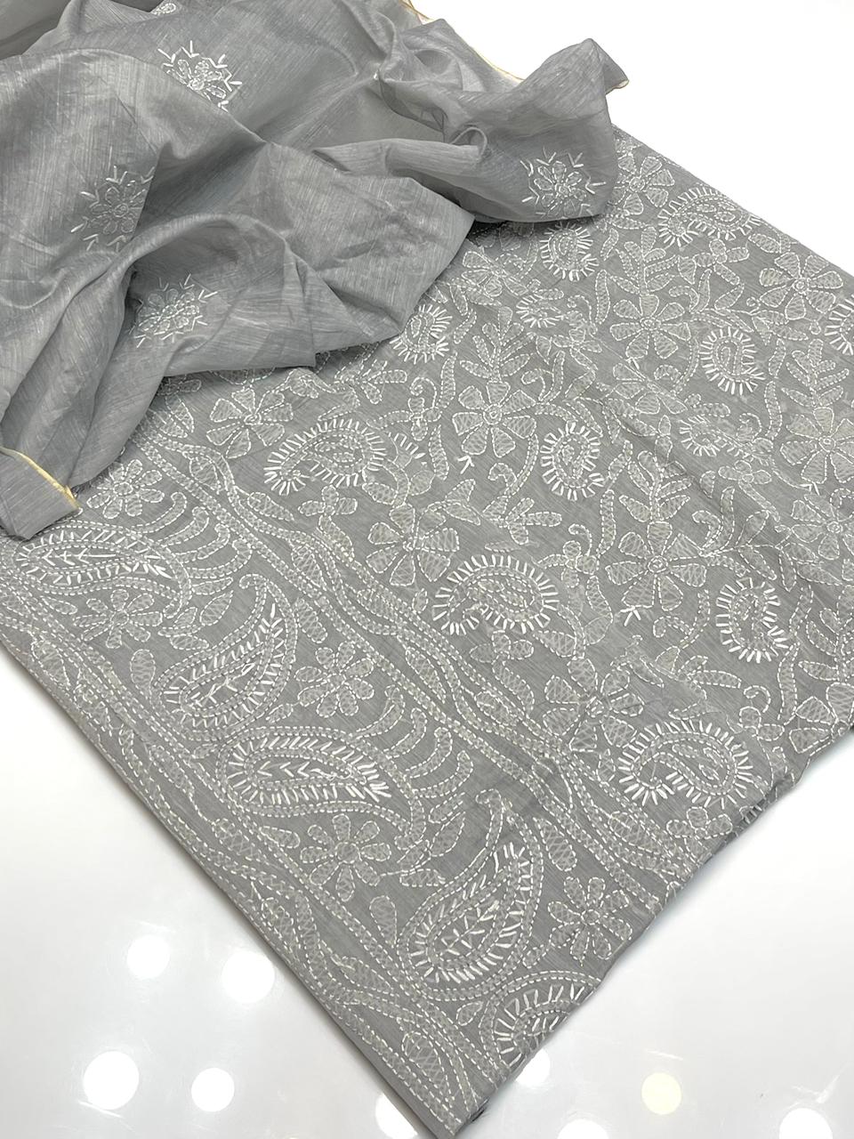Handmade chekan kare full jall embroidered shirt 2pcs