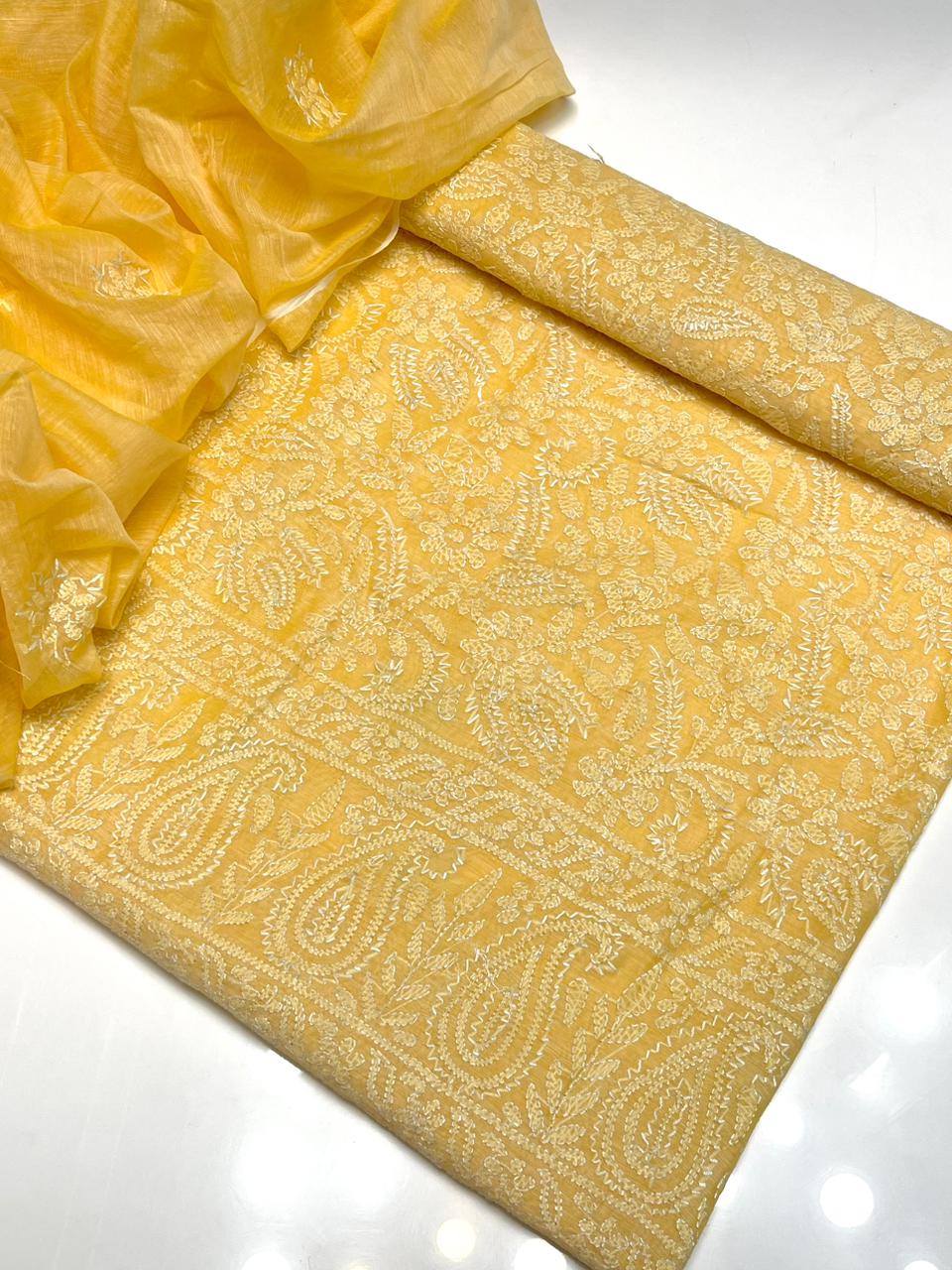 Handmade chekan kare full jall embroidered shirt 2pcs
