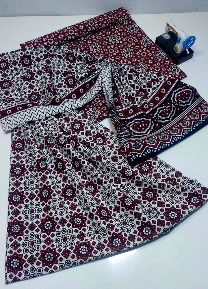 Traditonal Ajrak Cotton Lawn 3 pc Suits