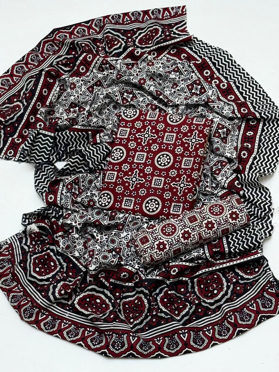 Traditonal Ajrak Cotton Lawn 3 pc Suits