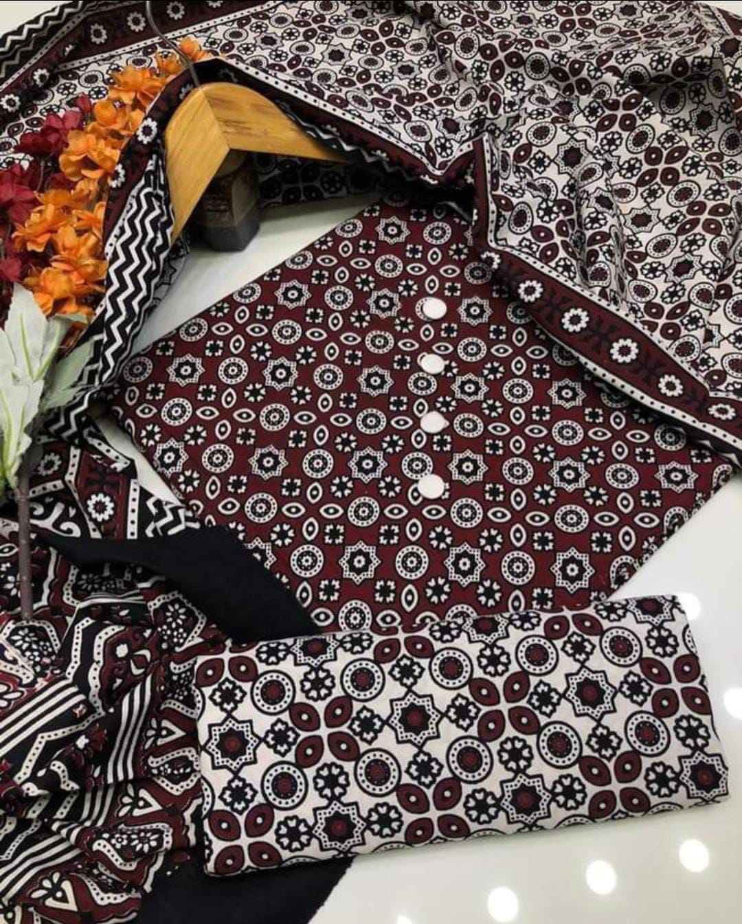 Traditonal Ajrak Cotton Lawn 3 pc Suits
