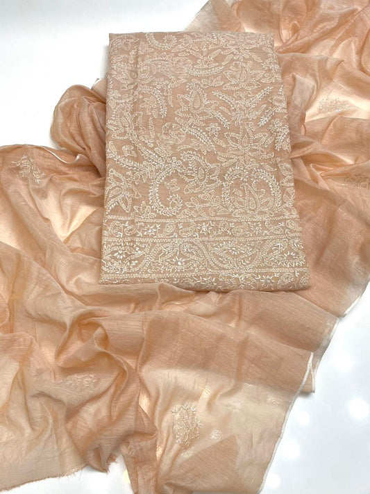 Handmade chekan kare full jall embroidered shirt 2pcs
