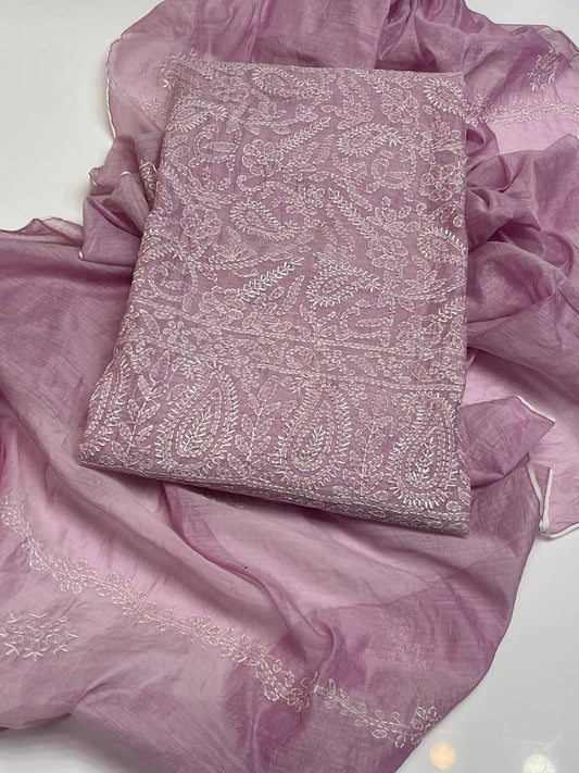 Handmade chekan kare full jall embroidered shirt 2pcs