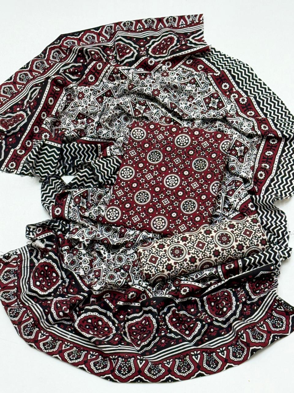 Traditonal Ajrak Cotton Lawn 3 pc Suits